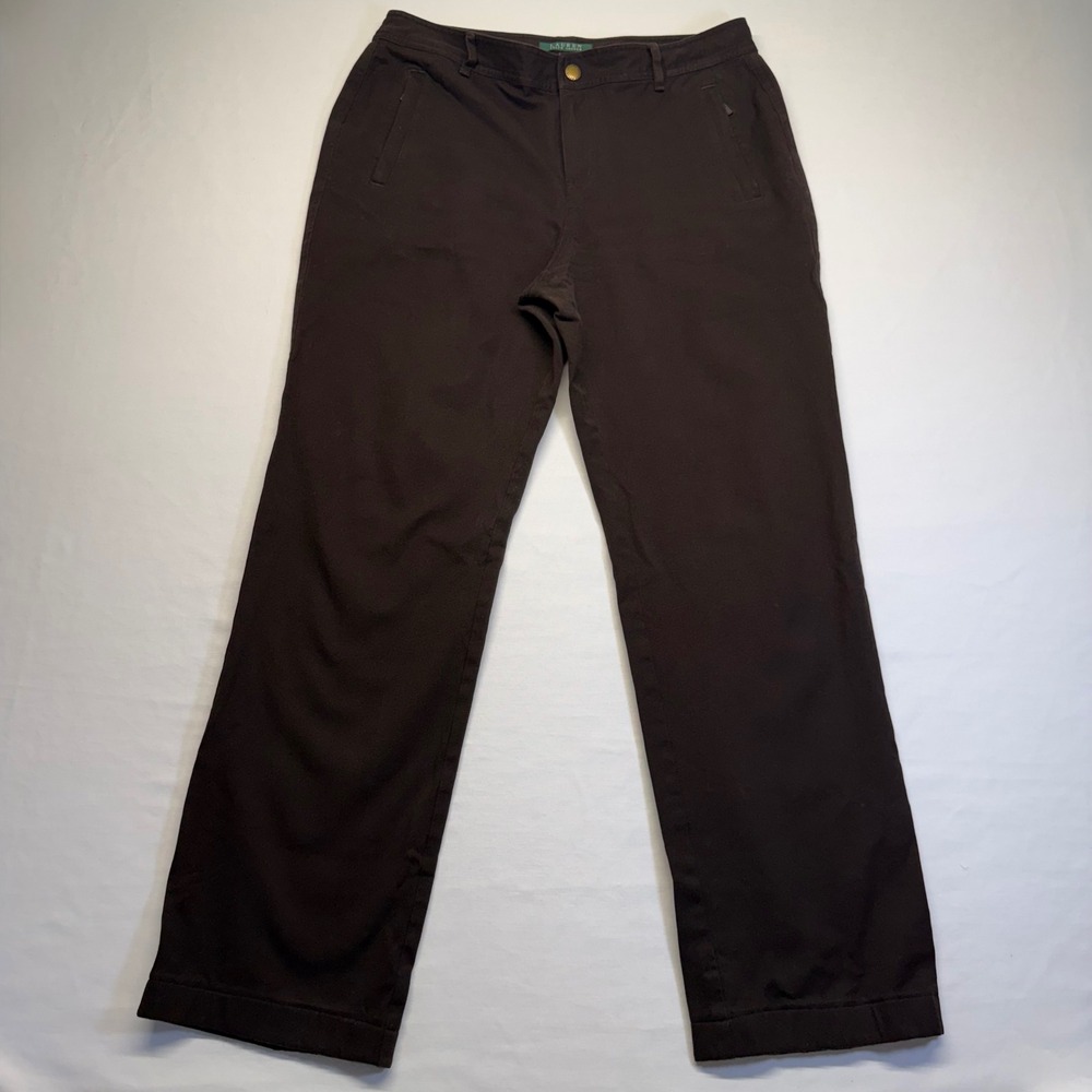 Lauren Ralph Lauren Pants 10 Brown Womens Stretch Cotton Straight Leg Trousers